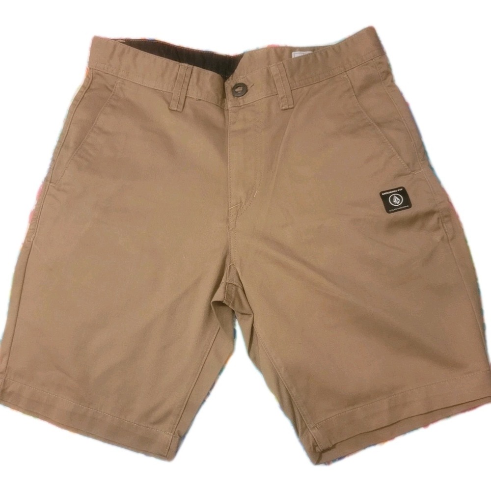 Volcom True to This Flat‎ Front Chino Shorts Beige Tan Mens Size 28